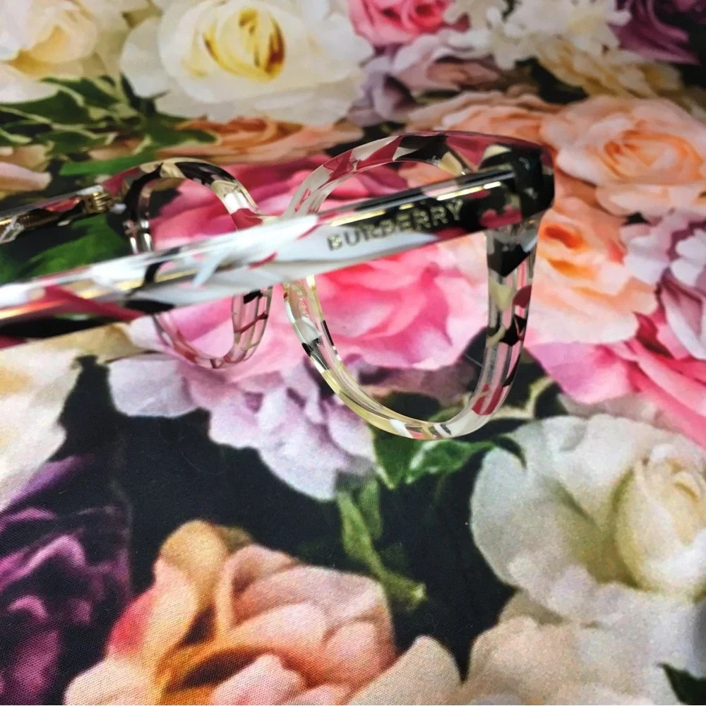 Burberry B2291 women’s cat eye red cream & white marble frames glasses acetate